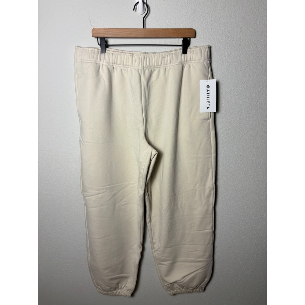 Athleta Forever Fleece Jogger Cream Beige Sweatpants XL NWT 891669-08-2